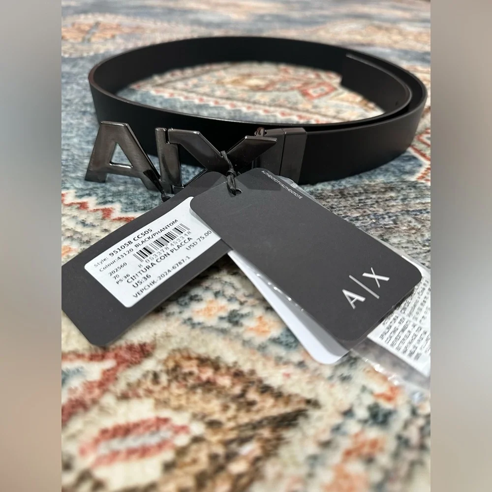 (NOT FOR SALE)Armani Exchange Black Belt with‎ Logo Buckle
